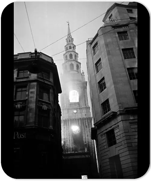 St. Brides Fleet Street fire during the fire blitz of London Decemeber 1940