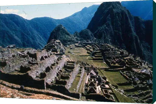 Peruvian Andes mountains Peru Inca temple town mountain