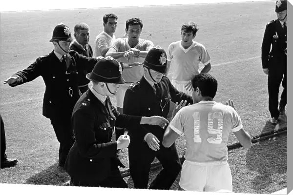World Cup Football 1966 West Germany v Uruguay Referee Jim Finney calls for