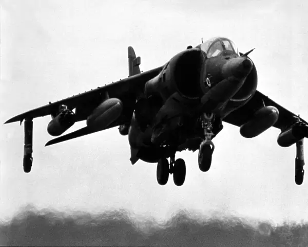 A RAF Hawker Siddeley Harrier GR3 'Harrier Jump Jet'hovering