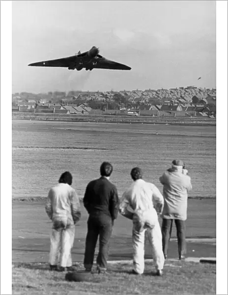 The RAF Avro Vulcan V-bomber (XL319) lands at Sunderland Airport to become