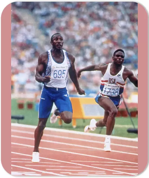 Linford Christie running in 100m Final at the Barcelona Olympics, Spain