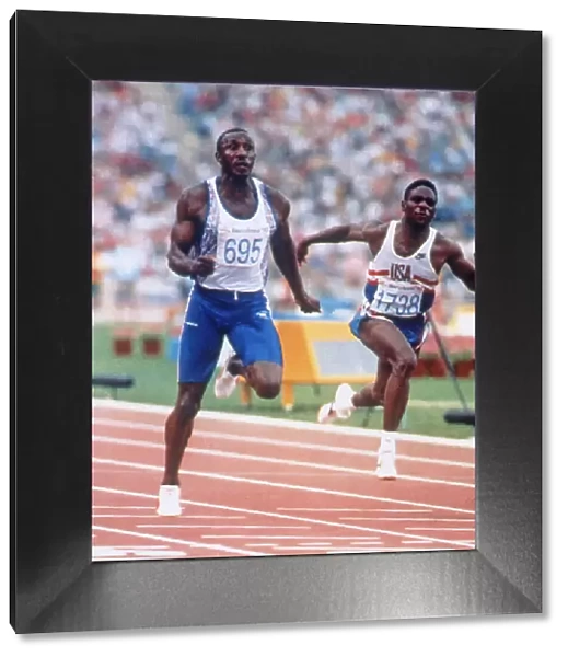 Linford Christie running in 100m Final at the Barcelona Olympics, Spain