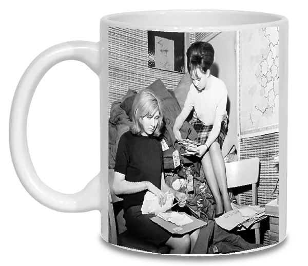 Beatles Fan Club Office, 10th April 1964. Anne Collingham (18) and Bettina Rose (20)