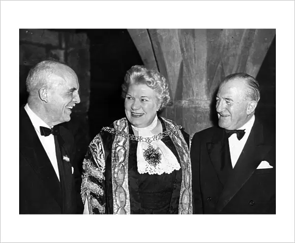 The Lord Mayor of Coventry, Alderman Mrs Pearl Hyde, talking with Mr Gordon Churchill
