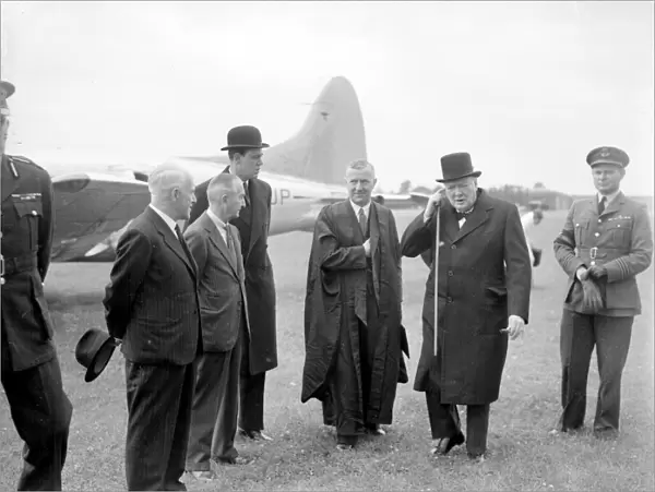 Winston Churchill, arrives at Filton Airfield, Bristol 1948