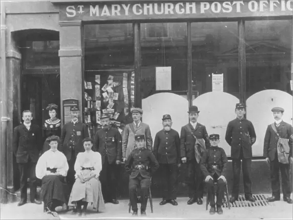 Post Office staff in a formal photograph outside St Marychurch Post Office