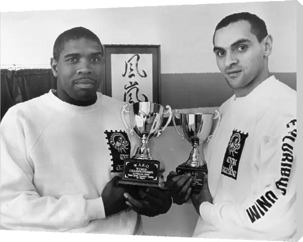 Andrew Boyce (left) and Alfie Lewis with their World Association of Kickboxing