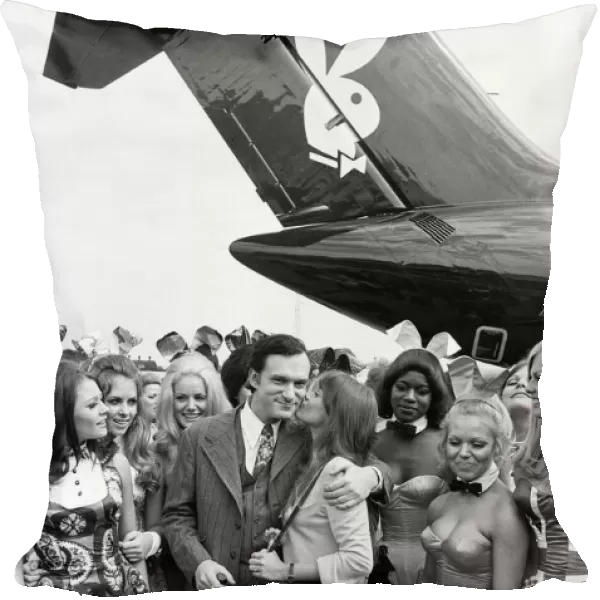 Playboy Editor and Publisher Hugh Hefner arrives at Heathrow Airport in his private