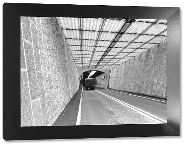 A lorry seen here descending into the newly opened Dartford Tunnel linking Essex to Kent