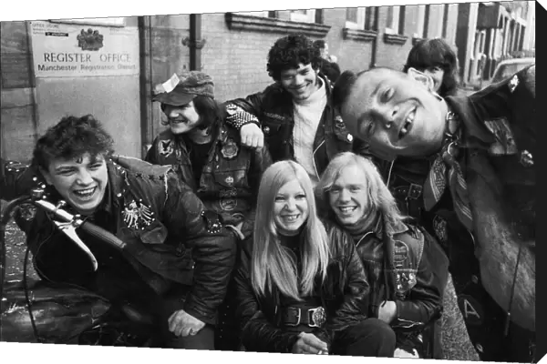 Wedding of two Hells Angels at the registry office in Jacksons Row, Manchester