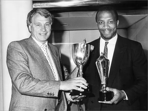 Bobby Robson (left) Cyrille Regis (right) at The Midland society Writers annual dinner at