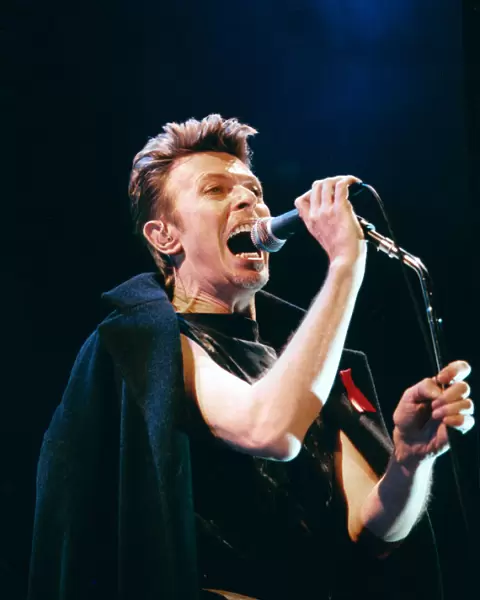 David Bowie performs at The NYNEX Arena, Manchester, as part of his Outside Tour