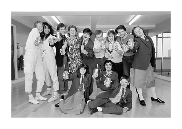 Pupils from the Italia Conti school trying the New Coke. 3rd May 1985