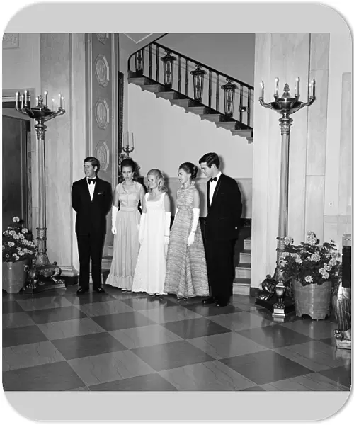 Prince Charles and Princess Anne at the White House, Washington, alongside Tricia Nixon