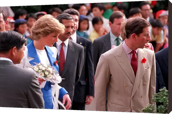 Princess Diana and Prince Charles visit Tuen Mun in the New Territories of Hong Kong