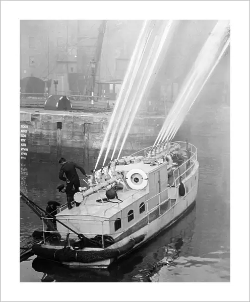 Picture shows Fire Float, Hull, during World War Two. The city of Hull spent