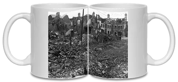 Cardiff blitz - bombed property in the Canton district. Circa 1944