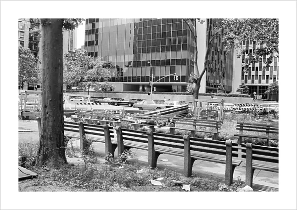 Public benches, Office District, New York, USA, June 1984