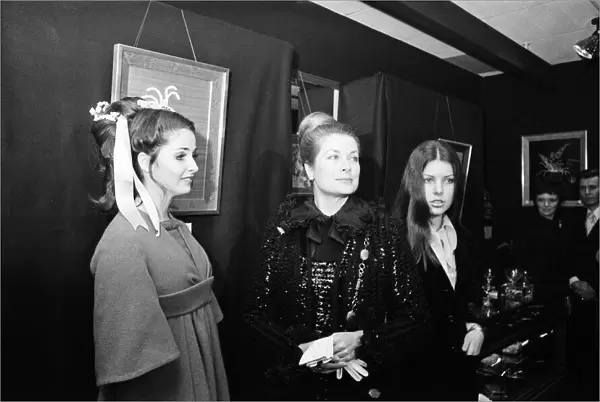 Princess Grace of Monaco and her daughter Princess Caroline opened an exhibition of cloth