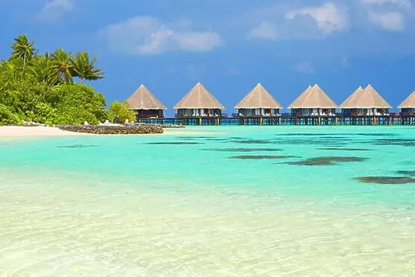 Tropical beach at Ari Atoll, Maldives Islands, Indian Ocean