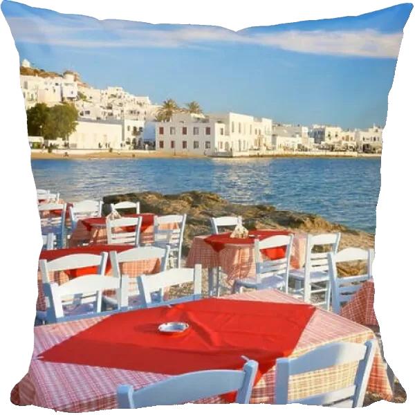 Outdoor restaurant at Mykonos Island, Cyclades, Greece