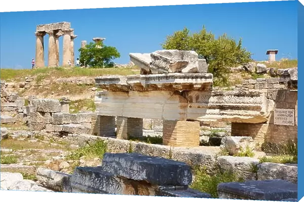 Corinth, Ruins at the archaeological site, Greece, Temple of Apollo, Peloponnese