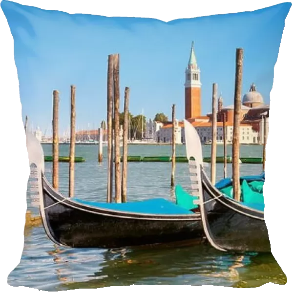 Venice, Italy - venetian gondola on Grande Canal (Grand Canal) and San Giorgio Maggiore church in the background, UNESCO