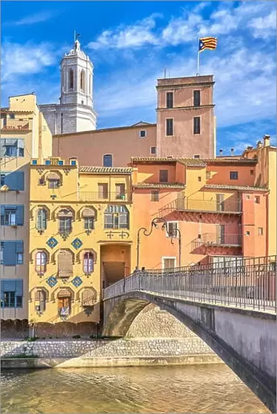 Girona colorful houses, Catalonia, Spain