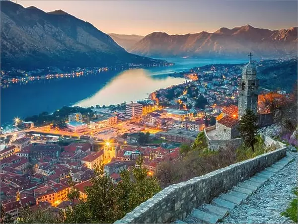 Kotor, Montenegro. Beautiful romantic old town of Kotor during sunset