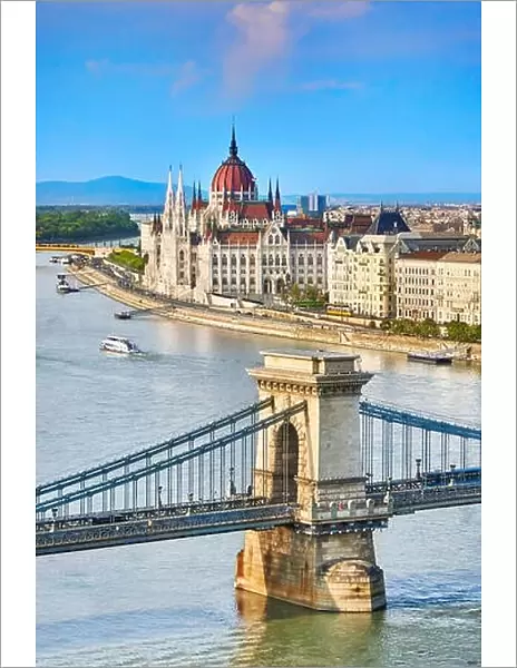 Chain Bridge and Hungarian Parliament building, Budapest, Hungary