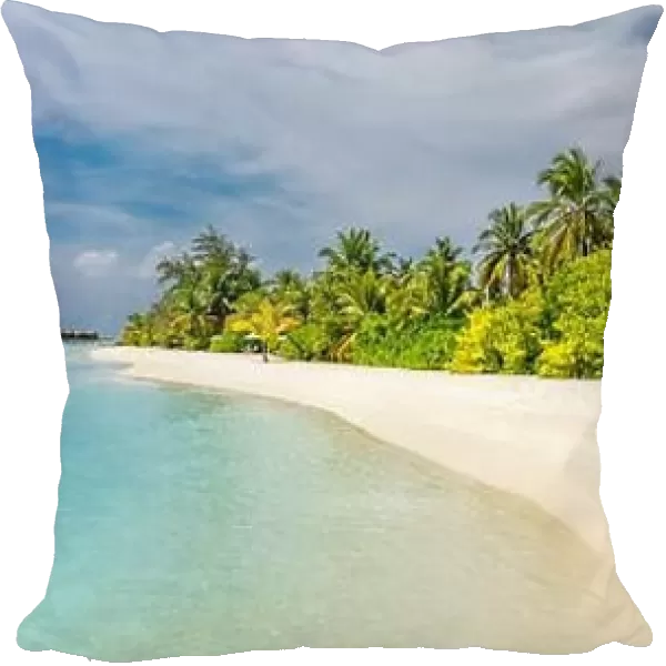 Tropical vacation destination, Maldives. Jetty pier for paradise island