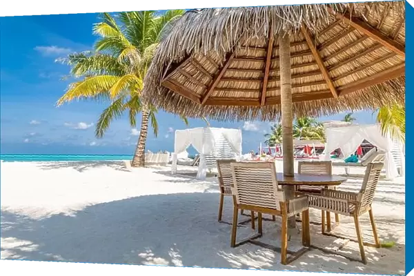 Beach bar locate on the sand ready to service chill liquor alcohol drink party or best view in villa resort using relax for leisure travel summer