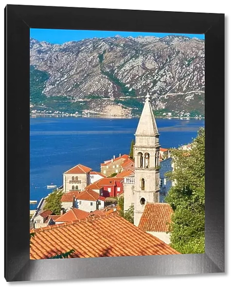 St. Nicholas belltower, Perast balkan village, Kotor Bay, Montenegro