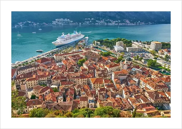 Aerial view of Kotor Old Town, Bay of Kotor, Montenegro