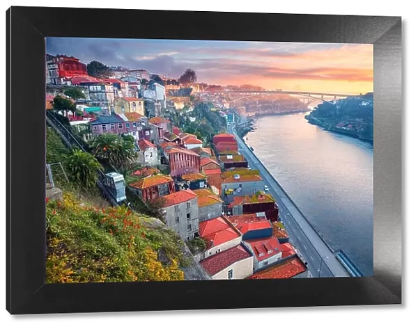 Porto, Portugal. Cityscape image of Porto, Portugal with Douro River during sunrise