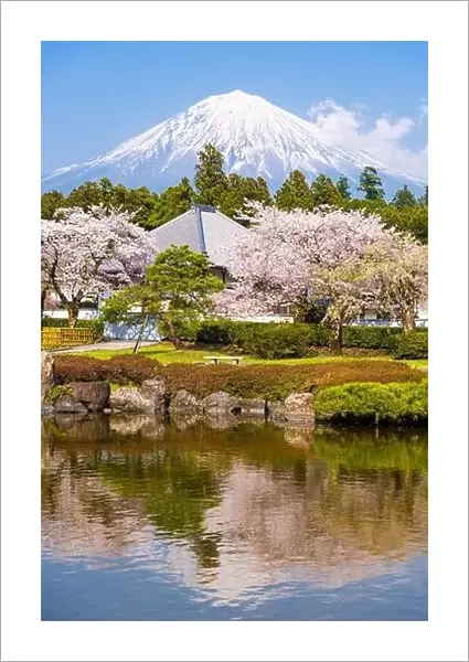 Fujinomiya, Shizuoka, Japan with Mt. Fuji in spring
