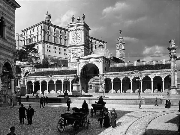 Piazza Libert, formerly Vittorio Emanuele, in Udine. In the background the elegant portico of San Giovanni with the Clock Tower