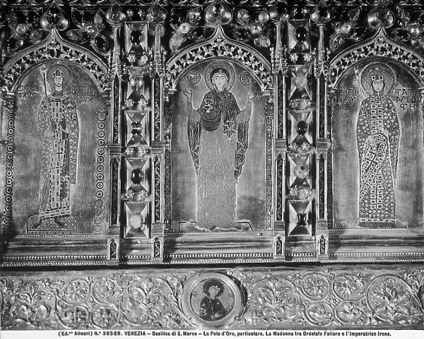 The Virgin between Ordelafo Faliero and the empress Irene; small enamel plaques of the Pala d'Oro, in St. Mark's Basilica in Venice