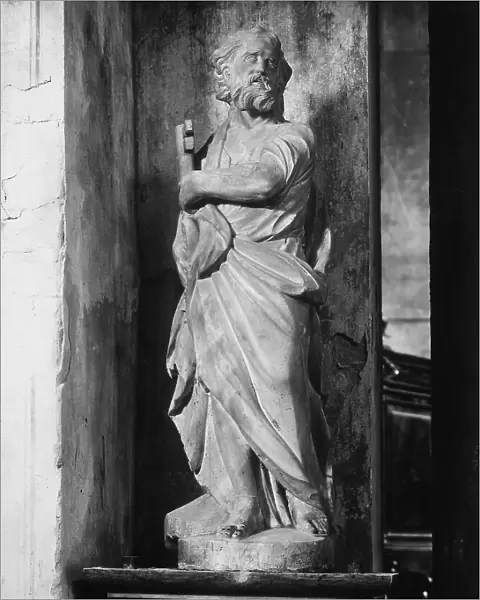 St. Peter, sculpture, in the Basilica of St. Mary in Pula, photographed during the period of Italy's reign in Istria