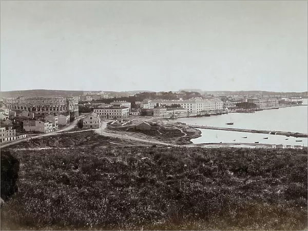 View of Pola, in the time of the Austro-Hungarian Empire, with view of the roman Amphitheatre