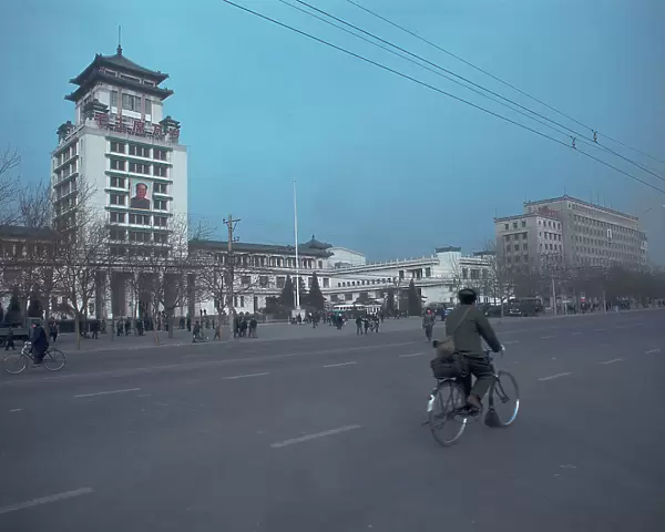 Man on a bike in downtown Peking, 1969, Peking (Beijing)