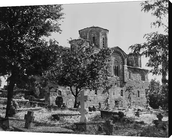The church of St. Sophia in Ohrid in Macedonia with cemetery