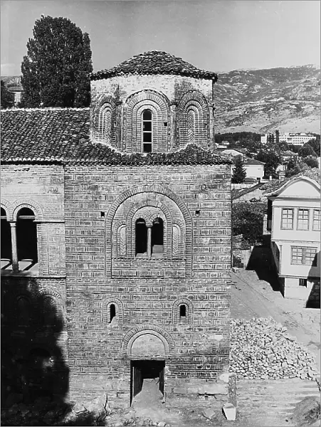 Side portal of the church of St. Sophia in Ohrid in Macedonia