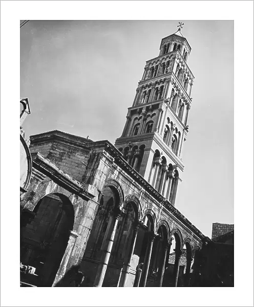 Columns of Diocletian's Palace and the Cathedral of St. Duje in Split