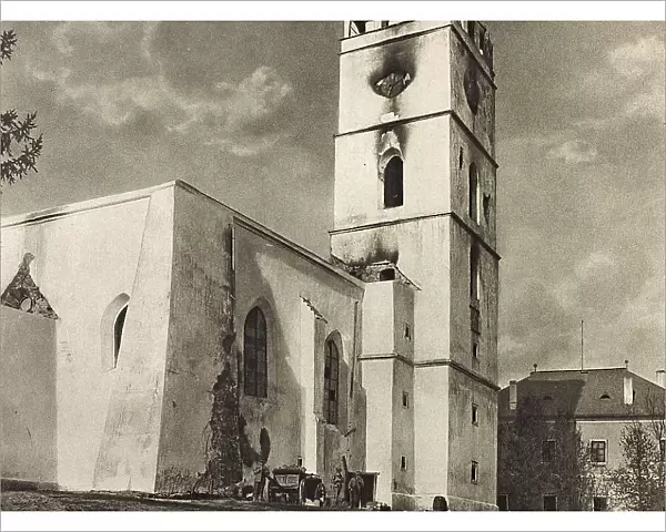 World War I: the church of Stropkov damaged by war