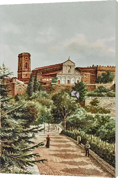 The Basilica of San Miniato al Monte, postcard, color print