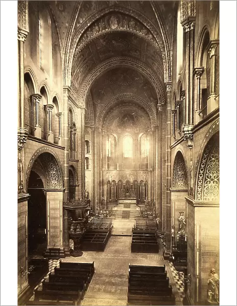 View of Gross St. Martin church nave in Cologne