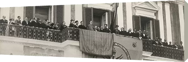 Prince Umberto di Savoia (future Umberto II) looking out from a balcony during his visit to Taranto