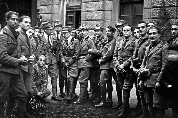 Gabriele D'Annunzio with a group of Italian legionaries, after the occupation of Fiume